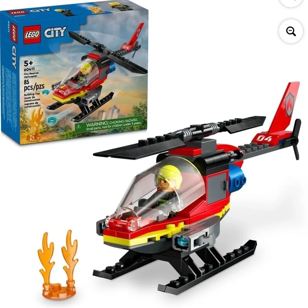 LEGO City Fire Rescue Helicopter Toy, Building Set with Firefighter